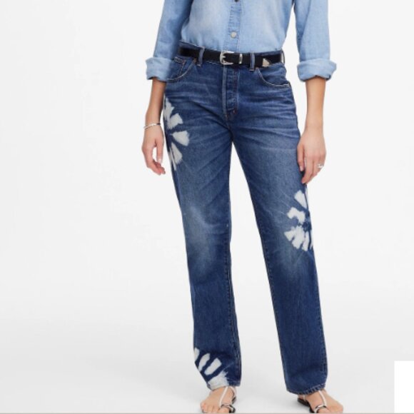 Madewell Dean Easy Straight in Shibori Denim - Picture 1 of 2